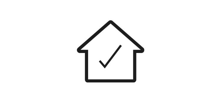Icon Vorteile: schwarzes Haus mit Haken in der Mitte
