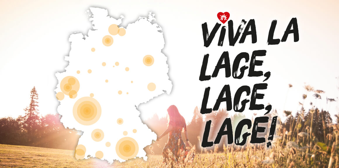 Viva la LAGE LAGE LAGE Schriftzug mit Deutschlandkarte.